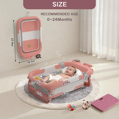 LAUJIA collapsible tub in use with newborn in tub