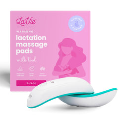LaVie 2-in-1 warming lactation massager packaging shows two-pack convenience for pumping.
