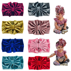 Lawie 8-pack velvet bow headbands in eight colors for versatile toddler outfits.