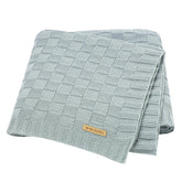 LAWKUL Baby Blanket Blue knit close-up shows soft acrylic texture for gentle skin.