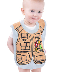 Lazy One animal-print bib during dining time protects clothes while toddlers explore new flavors.