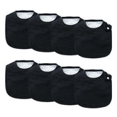 lazyrhino 8-pack baby bibs packshot showing unisex design and spill protection.