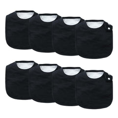 lazyrhino 8-pack baby bibs packshot showing unisex design and spill protection.