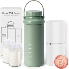 Lazyshine portable breast milk cooler bottle front view demonstrating travel-ready design.