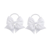 LDDCX baby girls hair ties with bows white closeup showcases durable fabric and cute bow detail.