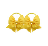 LDDCX yellow baby girls' hair ties with bows 2-pack for secure toddler ponytails