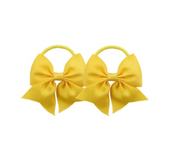 LDDCX yellow baby girls' hair ties with bows 2-pack for secure toddler ponytails