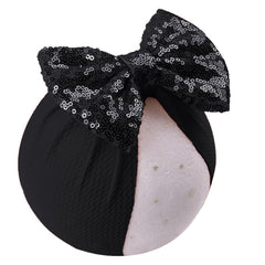 LDDCX glitter bows headband side view, secure elastic for comfy all-day wear.