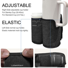 LebenHaus luggage cup holder-hands-free-travel enables hands-free sipping during trips.