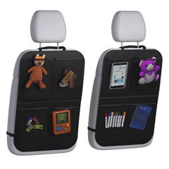 Lebogner back seat cover for kids protects upholstery from muddy footwear during trips.