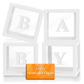Ledido four-pack white baby boxes front view, ideal as a chic baby shower backdrop.