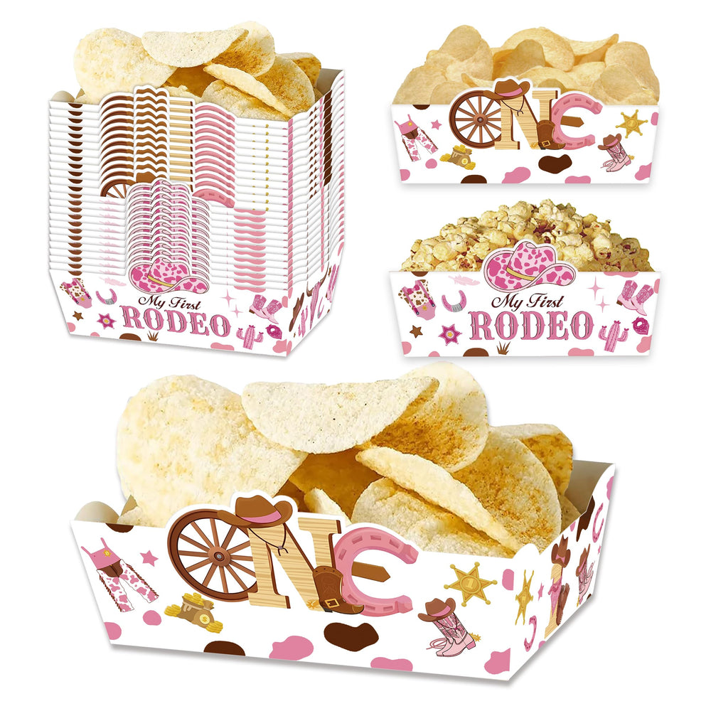 LeerooDecor cowgirl food trays with hats and boots elevate Western-themed parties and keep snacks tidy.