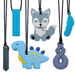 LeeYean dinosaur chew necklace offers tactile engagement for sensory play and focus.