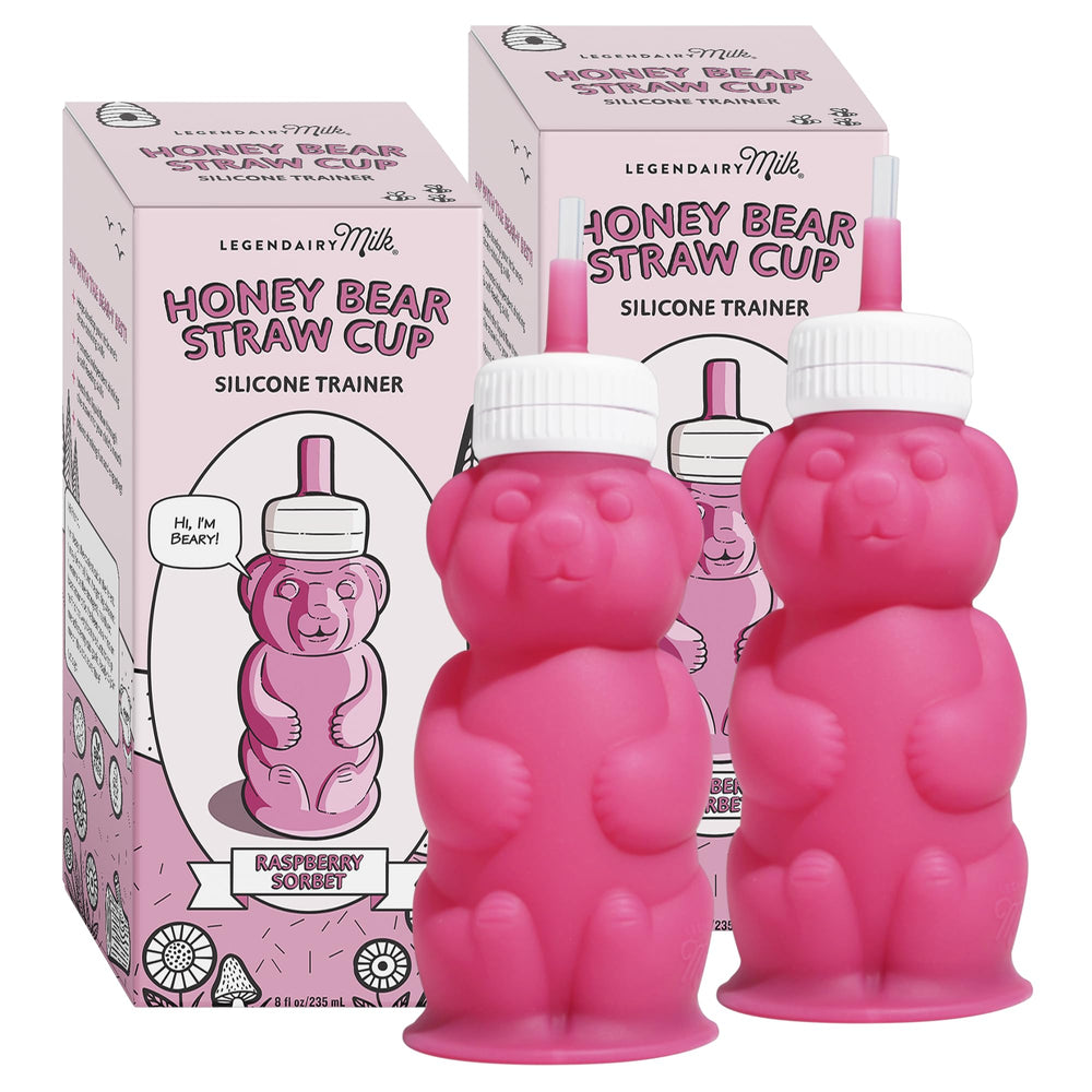 Legendairy Milk Honey Bear Straw Cup pink 8 oz for easy straw drinking and transition
