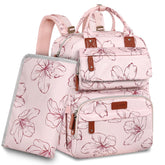 Legestori floral diaper bag backpack front view with organized-outing pockets