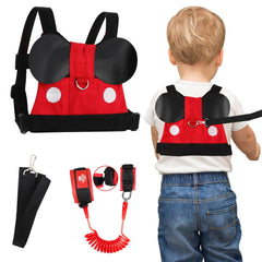 Lehoo Castle toddler leash Mickey backpack worn during park visit for safety and style.