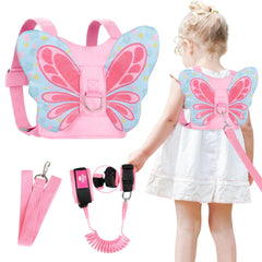 Lehoo Castle Toddler Leash pink butterfly backpack close-up shows secure wear for crowded venues