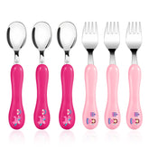 Lehoo Castle toddler utensils pink ergonomic grips for easier self-feeding