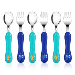 Lehoo Castle toddler utensils with submarine pattern engage kids at meals and promote independent eating.