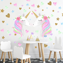 LEISENOR unicorn wall decal soft pastel tones: soothing backdrop for creative play.