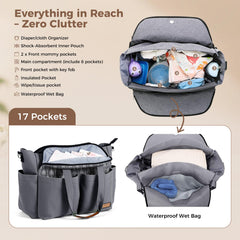 Lekebaby Diaper Bag Tote dry-wet separation keeps clothes organized during trips