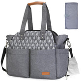 Lekebaby Diaper Bag Tote front view highlighting its spacious grey design for essentials