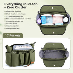 Lekebaby diaper bag tote with stroller clips for hands-free trips