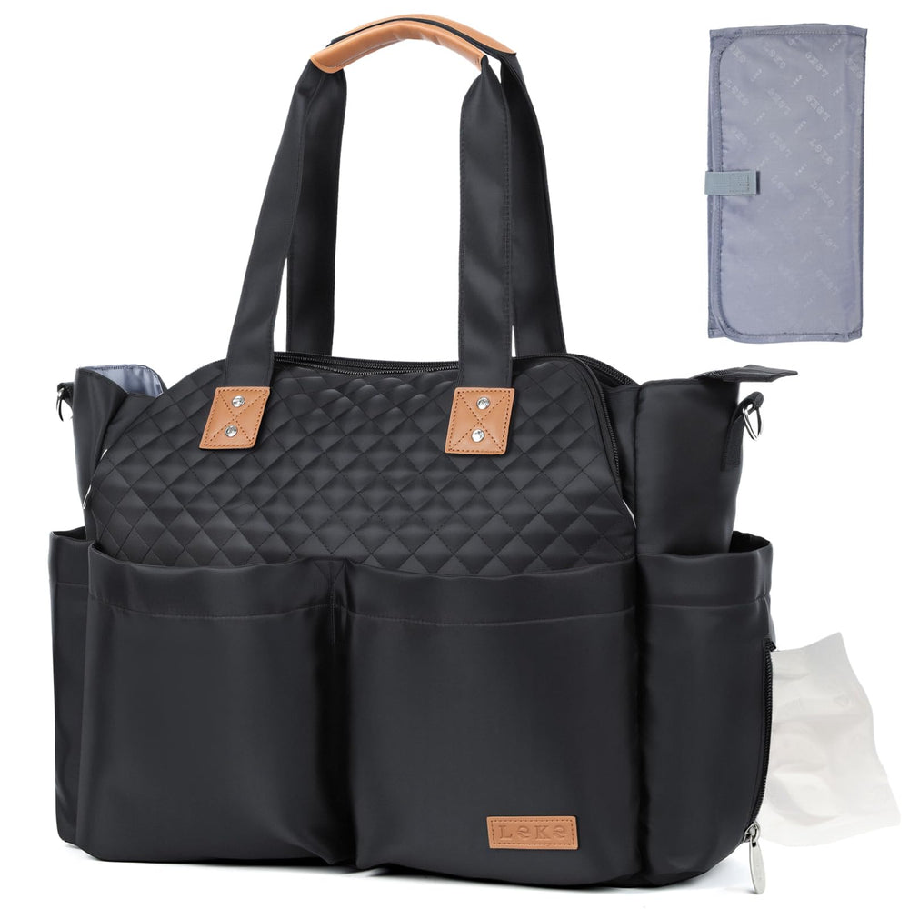 Lekebaby Diaper Bag Tote waterproof material keeps baby gear dry on-the-go.