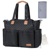 Lekebaby Diaper Bag Tote waterproof material keeps baby gear dry on-the-go.