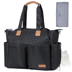 Lekebaby Diaper Bag Tote waterproof material keeps baby gear dry on-the-go.