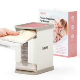 Lelife Freeze Organizer pink front view shows space-saving milk storage design.