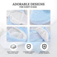 Lemon Prime blue bear swaddle close-up fabric detail and breathable warmth.