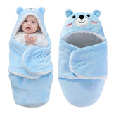 Lemon Prime baby swaddle ultra-soft sherpa blue bear wrap for cozy sleep.