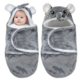 Lemon Prime swaddle Ultra soft plush gray elephant offers cozy newborn comfort