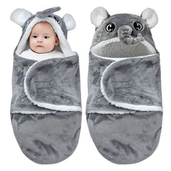 Lemon Prime swaddle Ultra soft plush gray elephant offers cozy newborn comfort