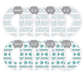 Lemonfilter baby closet dividers eight-pack in green, neatly organizing newborn to toddler outfits.