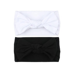 LemonSpace baby headwrap with bows in black white for stylish photo-ready wear.