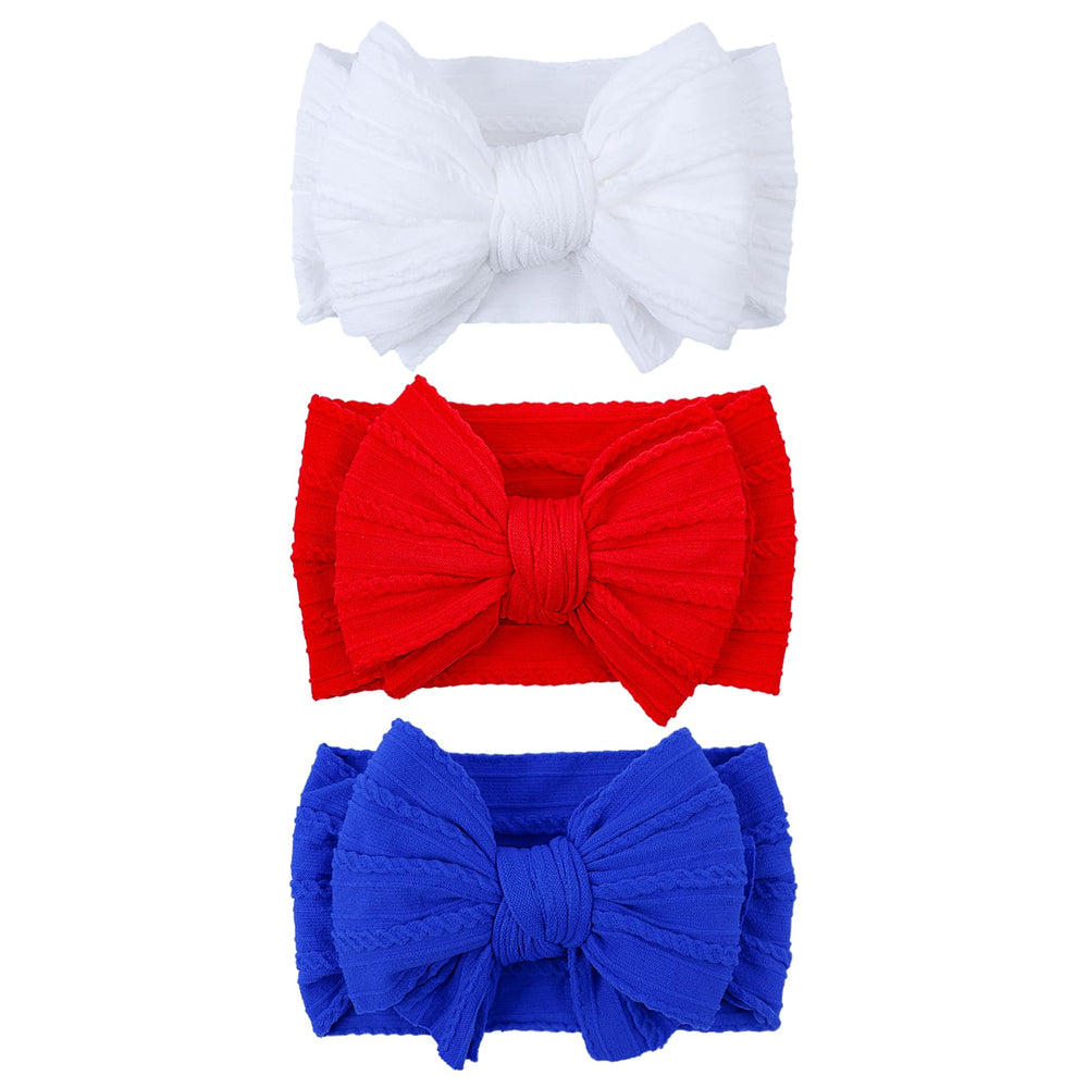 LemonSpace blue baby headband closeup with breathable nylon for all-day comfort.