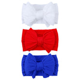 LemonSpace blue baby headband closeup with breathable nylon for all-day comfort.