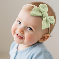 LemonSpace soft nylon headbands highlight comfortable stretch for growing babies.