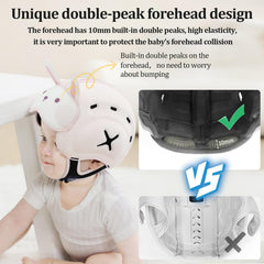 Lemrok MamboBaby helmet worn on a baby during crawling, highlighting lightweight comfort.
