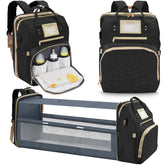 Lenski 6 in 1 diaper bag backpack featuring large main compartments for organized outings.