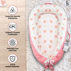 LEOSOLE baby lounger with 360 wraparound edges provides secure snuggle