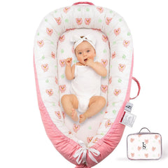 LEOSOLE blush bear pink cover shows reversible style for newborn comfort