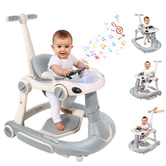 Lerrutue baby walker 4in1 steering wheel close-up shows interactive play and mobility