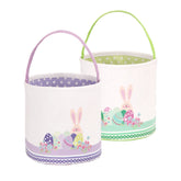 LessMo Easter basket front view shows green and purple colors for egg hunts.