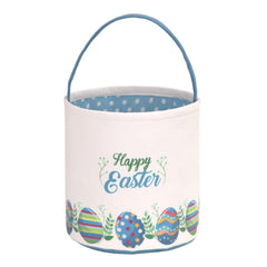 LessMo Easter bunny basket in blue canvas, durable for kids' egg hunts and storage