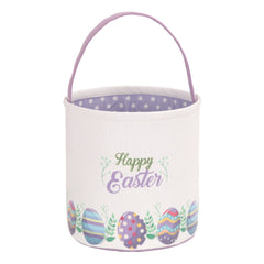 LessMo Easter Bunny Basket purple canvas shows durable, lightweight material for egg hunts.