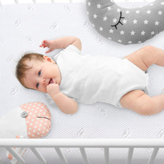 Letmxiu crib mattress protector elastic-band close-up highlights deep skirt for a snug fit.