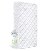 Letmxiu premium crib mattress image shows a 54x29.5 fit for standard cribs, no gaps.